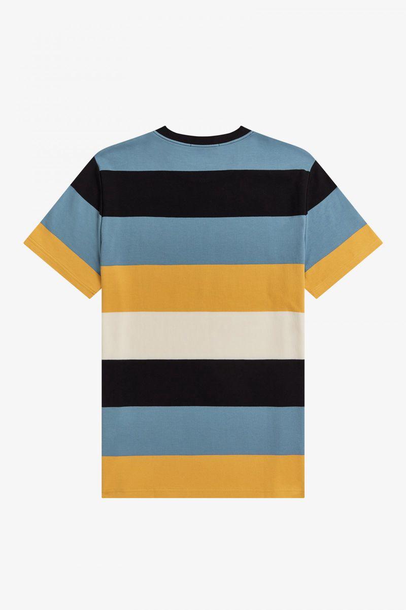 Grey Blue Fred Perry Bold Stripe Men's T Shirts | PH 1633XYUF